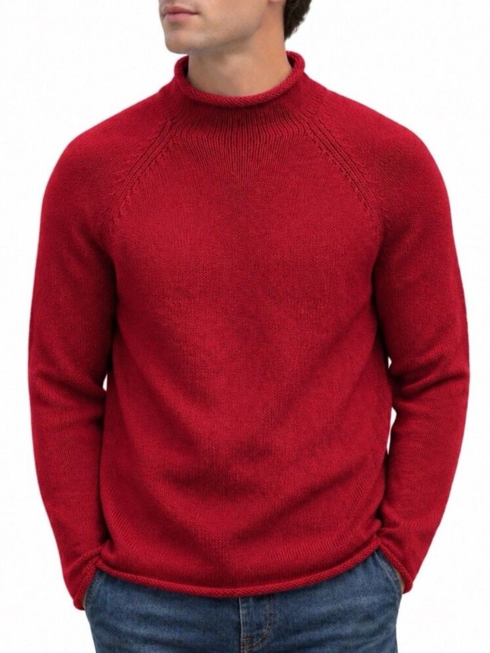 NEW J. Crew Rollneck Sweater Mens XXS Red Ochre Cotton 1988 Knit BW186